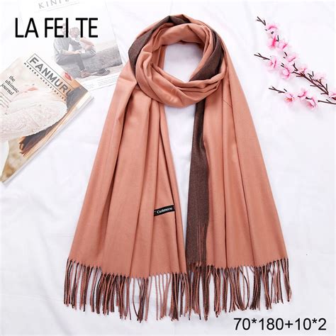 New Luxury Brand Women Cashmere Solid Scarf Double Sided Pashmina