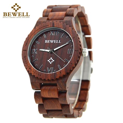 BEWELL Reloj de madera ligero para hombre cronógrafo de cuarzo con