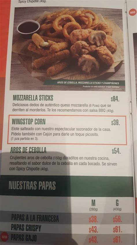 Carta Del Restaurante Wingstop Coapa Ciudad Del M Xico