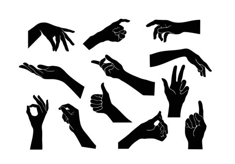 Vector Collection Set Of Hand Gestures Black Hand Gesture Like A