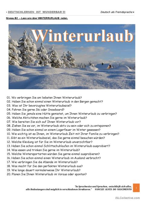 B Lass Uns Ber Winterurlaub Rede Deutsch Daf Arbeitsbl Tter Pdf Doc