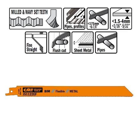 5 LAMES DE SCIES SABRES EN BIMÉTAL POUR MÉTAUX 225x1 4x18TPI JS1122EF 5