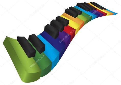 Teclado ondulado colorido del piano Ilustración 3D vector gráfico