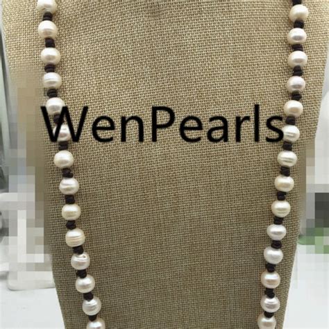 Very Big Button Pearl And Leather Necklacebaroque Freshwater Etsy