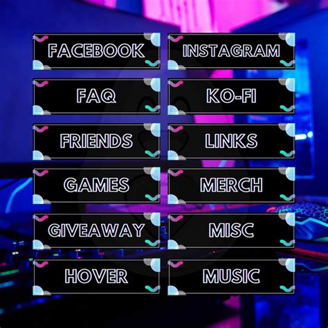 50 Neon Gaming Twitch Panels Twitch Bundle Package Etsy