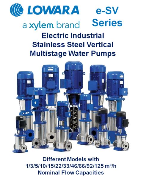 Xylem Lowara E Sv™ Series Electric Industrial Vertical Multistage