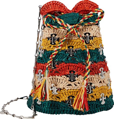 Paco Rabanne Rabane Embellished Raffia Bucket Bag ShopStyle