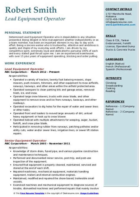 10+ Equipment Operator Resume Samples & Templates for 2025