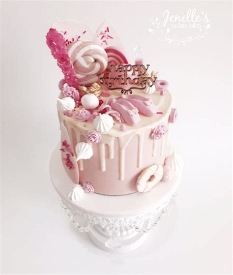 Ballet Themed Pink Drip Cake By Jenelle S Custom Cakes Ballet Cakes