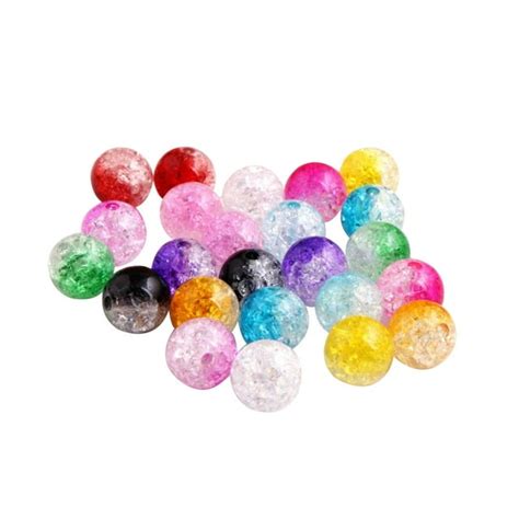 200pcs 8mm Colorful Crackle Glass Beads Split Round Beads For Jewelry