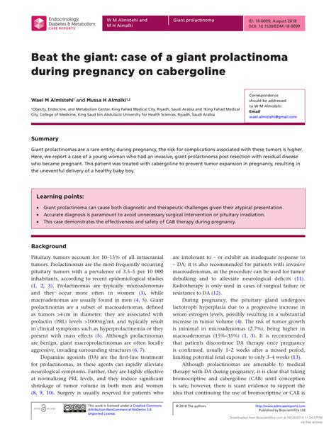 Pdf Beat The Giant Case Of A Giant Prolactinoma During Pregnancy On