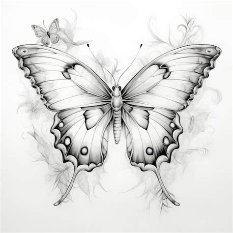 Rough Butterfly Pencil Sketch Capturing Imperfection Premium Ai