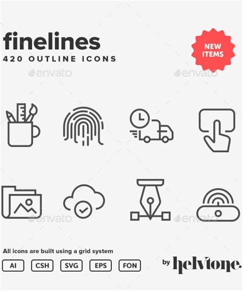 Fine Line Outline Icon Pack Icons Graphicriver