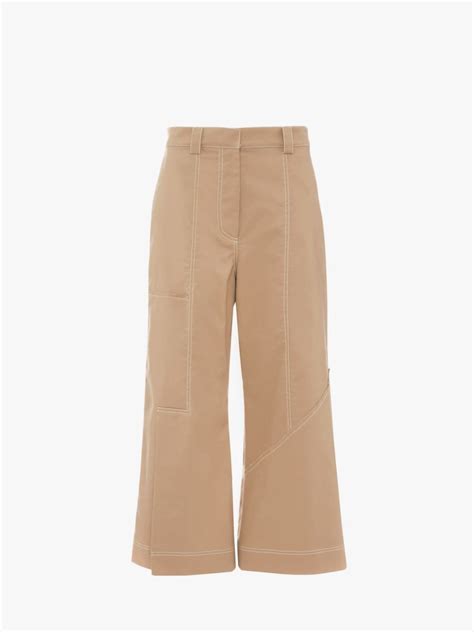 Cropped Wide Leg Trousers In Neutrals Jw Anderson