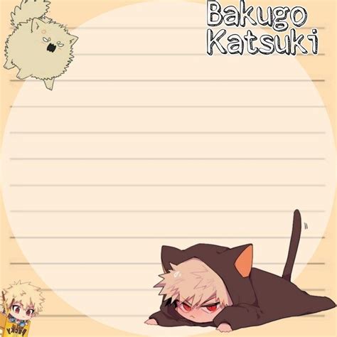 Nota Bakugo Katsuki Notas Bonitas Artesan As De Anime Imprimibles Notas