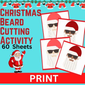 Santa Beard Cutting Activity Free Printable