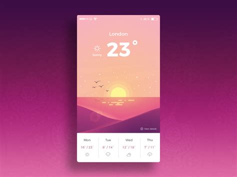 Sunset Theme Weather App Screen By Yokai On Dribbble