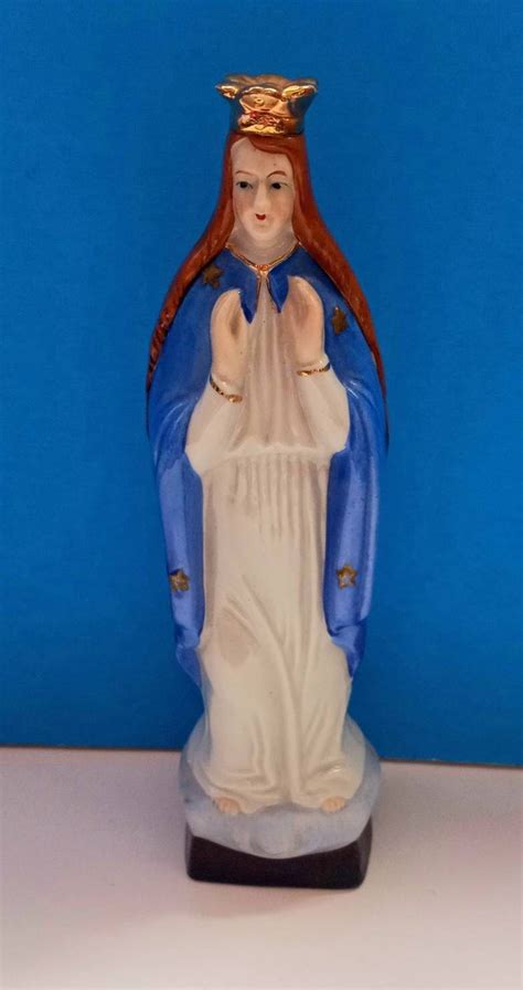 Vintage Mother Mary Holding Baby Jesus Ceramic Statue Painted Mother Of