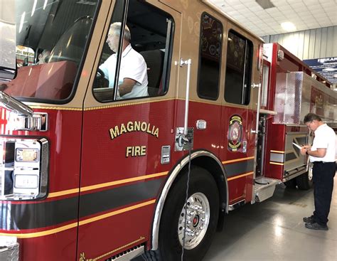 Magnolia Firefighters Conduct Final Inspection Of Two New Water Tanker