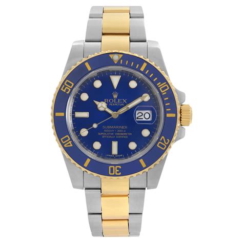 Rolex Submariner K Gold Steel Ceramic Blue Dial Automatic Mens Watch