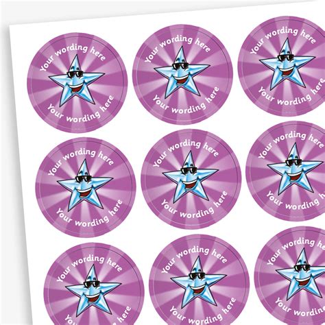 Personalised Star Stickers Purple 70 Per Sheet 25mm