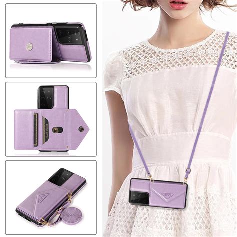 Crossbody Wallet Phone Case For Samsung S21 S20 Fe S22 Plus Note 20 Ultra A52s Credit Card