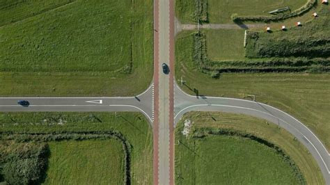 an aerial view of a road intersection 30904328 Stock Video at Vecteezy