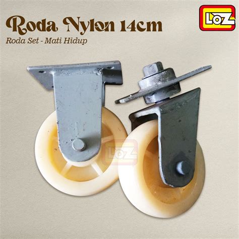 Jual Roda Nylon Putar Set Roda Hidup Mati Roda Troli Gerobak 14cm Shopee Indonesia