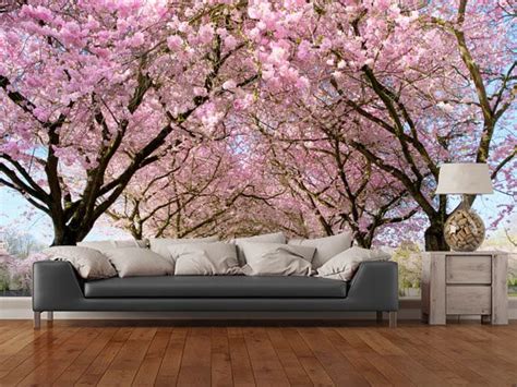 Cherry Blossom Trees Wall Mural Room Setting Tree Wall Murals Tree Mural Wall Wallpaper