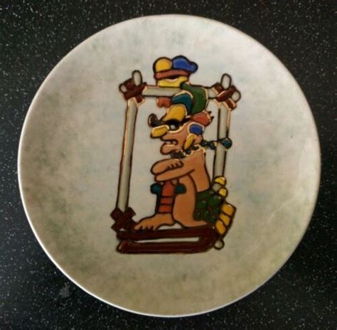 RARE DIOS CHAC CHAAC RAIN GOD DRESDEN CODEX MAYAN DISH PLATE CODICE