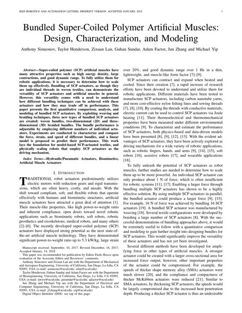 Pdf Bundled Super Coiled Polymer Artificial Muscles Design Characterization And Modeling