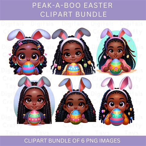 African American Girl Easter Peak a Book Clipart Bundle: Easter Clipart ...