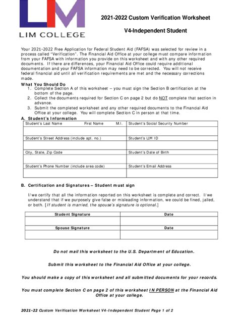 Fillable Online Verification Worksheet Untaxed Income