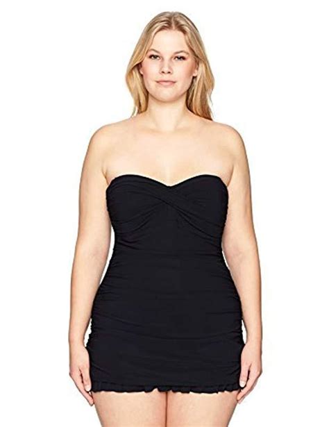 Gottex Plus Size Classic Bandeau Swimdress One Piece Swimsuit In Black