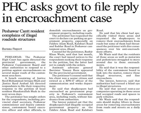 Dawn EPaper Jul 13 2023 PHC Asks Govt To File Reply In