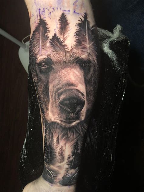 Realism Bear Sleeve Tattoo Ideas, Top 63 Best Bear Tattoo Design Ideas ...