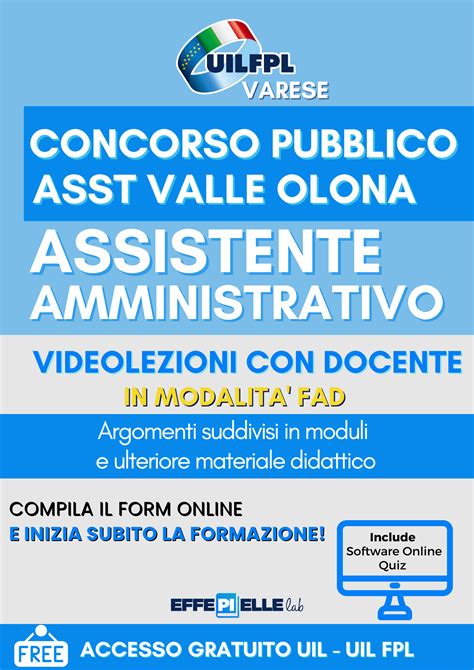 15 Posti Assistente Amministrativo ASST Valle Olona Lombardia