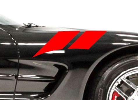 Clausens World 4 Fender Double Hash Bar Vinyl Racing Stripes Decal Compatible With Chevrolet