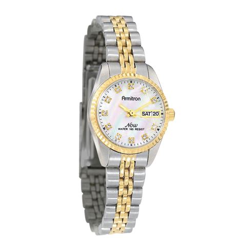 Armitron Ladies Swarovski Crystal Now Watch With Round Mother Of Pearl