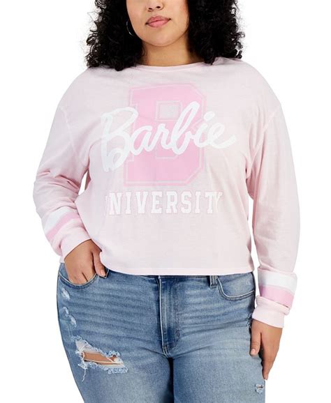 Love Tribe Trendy Plus Size Long Sleeve Barbie University Tee Macys