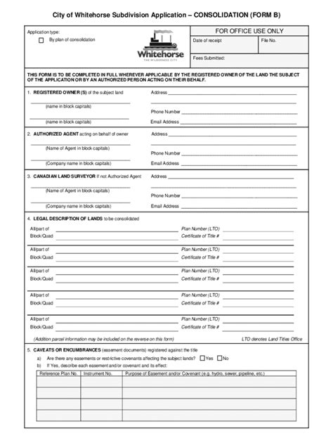 Fillable Online Subdivision Form B Application For Consolidation