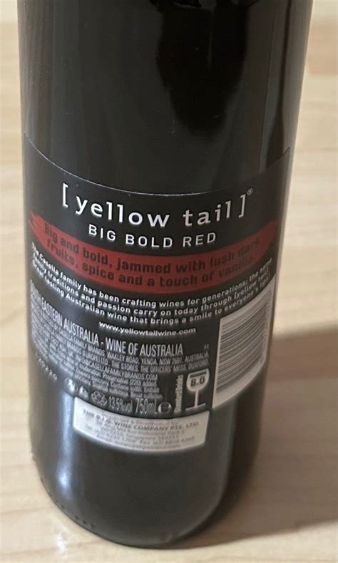 Yellow Tail Big Bold Red Australia Food Drinks Alcoholic