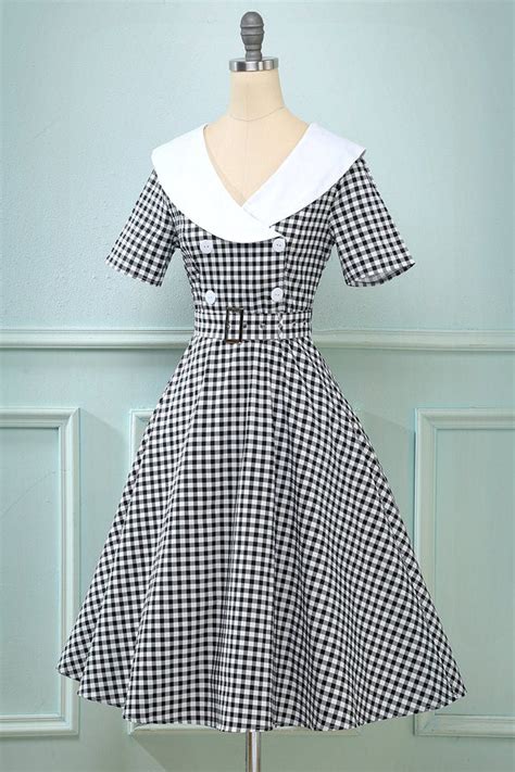 Robe Trapèze à Carreaux Vintage Des Années 50 Zone Vintage