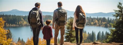 Familia Con Un Ni O Haciendo Senderismo En Las Monta As En Oto O