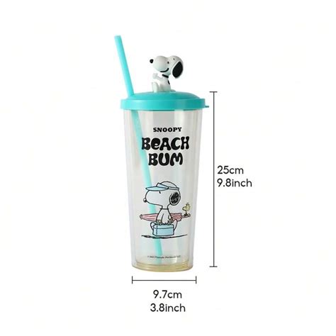 Miniso Tasse en plastique avec couvercle et paille de la série Snoopy