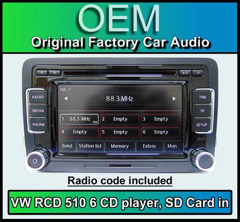 VW Jetta Car Stereo RCD 510 Radio 6 CD Changer Touchscreen SD Card