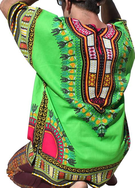 Raanpahmuang Brand Unisex Bright Colour Cotton Africa Dashiki Shirt