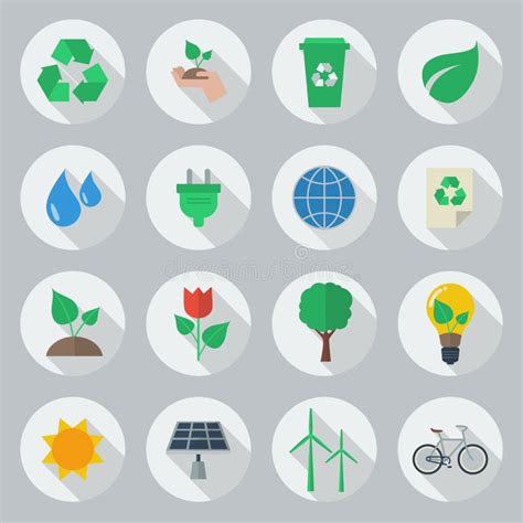 Ecology Flat Icons Set Stock Vector Illustration Of Pictogram 58406564