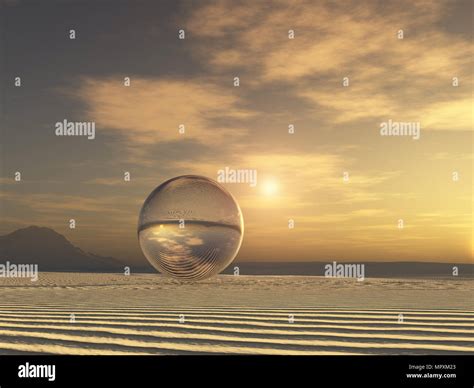 Glass Sphere In A Desert Landscape Stock Photo Alamy