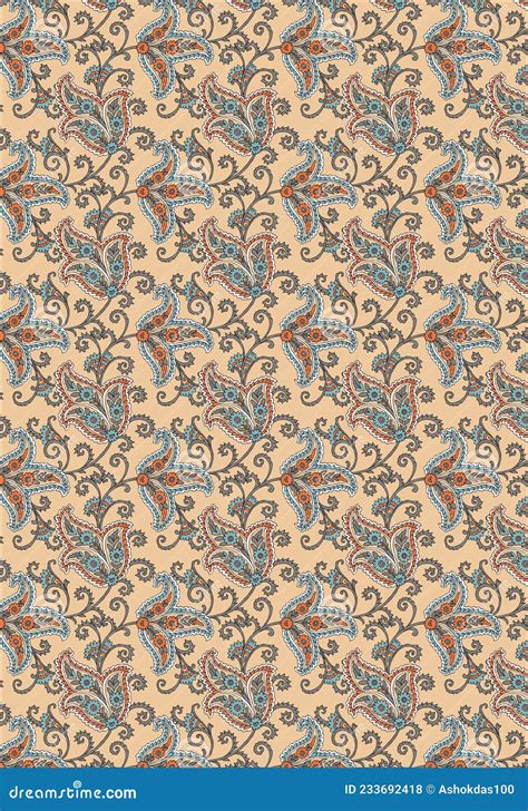 Textile Traditional Allover Pattern Design For Print Stock Illustration